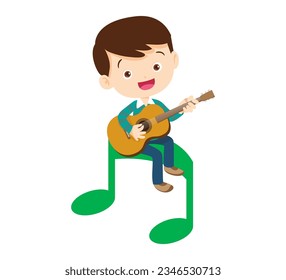 Music kids.Play music concept of music school.cute child musician various actions playing music