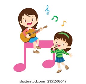 Music kids.Play music concept of music school.cute child musician various actions playing music