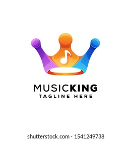 Music King Colorful Logo Premium Vector, Royal Music Logo, Sound King Logo