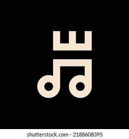 diseño del logotipo del vector de la corona de música