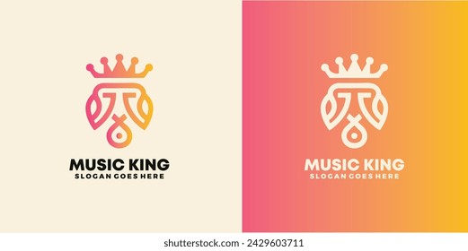 Music King logo design set vector. initial M logo template, M king crown alphabet letter logo for company and corporate, vector illustration.