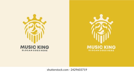 Music King logo design set vector. initial M logo template, M king crown alphabet letter logo for company and corporate, vector illustration.