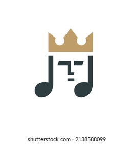 Music king logo design with tone and crown