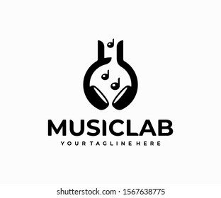 Music Lab Logo Design Chemistry Flask Stock Vector (Royalty Free ...