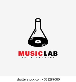 Music lab logo template design. Vector illustration.