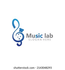 Music with Lab science Logo Design concept vector. Chemistry Vector