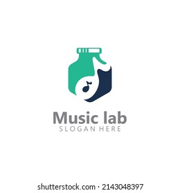 Music with Lab science Logo Design concept vector. Chemistry Vector