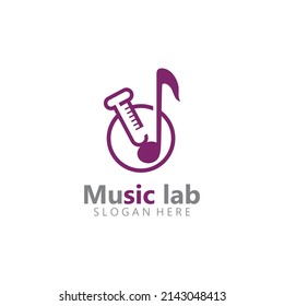 Music with Lab science Logo Design concept vector. Chemistry Vector