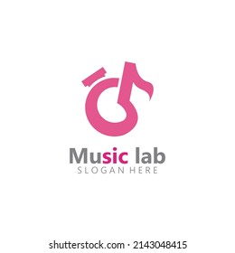 Música con vector de concepto de diseño de logotipos de laboratorio. Vector de química