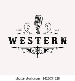 Music label isolated on white background. Design element. Template for logo, signage, branding design. Vector illustration