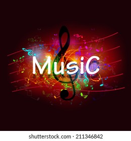 Music label on a black background. Vector illustration