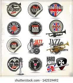 Music labels and badges