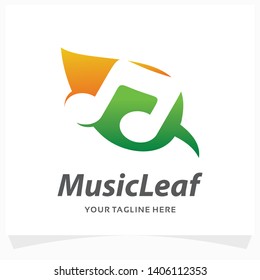 Music Leaf Logo Design Template