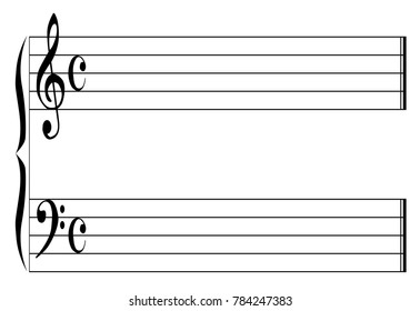 Music ledger lines isolated on a white background