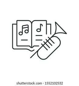 Music Lesson - Minimal Line Web Icon. Simple Vector Illustration. Concept For Infographic, Website Or App.