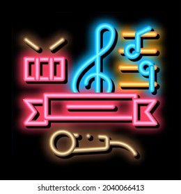 Music Lessons Graduation neon light sign vector. Glowing bright icon Music Lessons Graduation sign. transparent symbol illustration