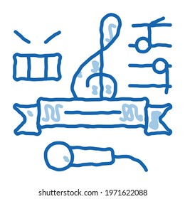 Music Lessons Graduation sketch icon vector. Hand drawn blue doodle line art Music Lessons Graduation sign. isolated symbol illustration