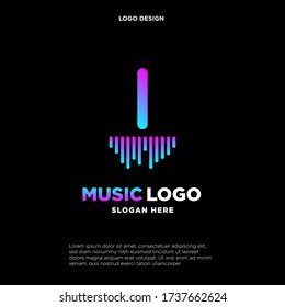 Music Letter logo template. Letter I. Vector Illustration. music logo design inspiration. music icon design template.