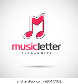 Music Letter logo template. Letter M. Vector Illustration eps.10