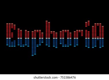 Music lettering in the form of equalizer in vector. Euphoria logo concept.