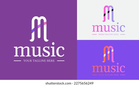 Music Lettering Logo. Letter M Music Logo Design. M Letter Logo Design Template