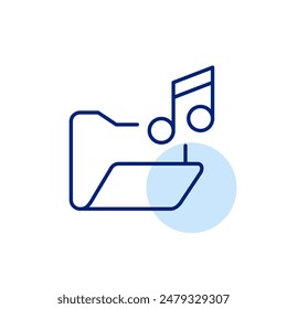 Music library folder. Media storage and sharing. Sound directory. Pixel perfect, editable stroke icon
