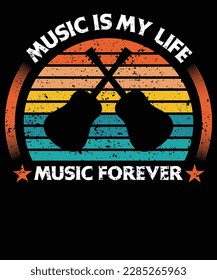 Music is life silhouette t shirt design