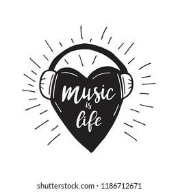 Music is life. Vector hand drawn illustration. Happy world music day