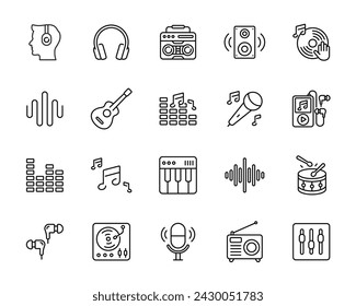 Musikzeilen-Symbolsatz auf weißem Hintergrund isoliert