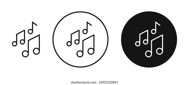 Music Line Icon Set for UI Designs. Song Note Vector Icon for UI Designs.