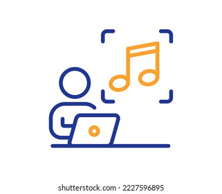 Icono de línea musical. Signo de registro de Studio. Escuche el símbolo de audio. Concepto colorido del contorno de línea delgada. Icono de música de estilo lineal. Trazo editable. Vector