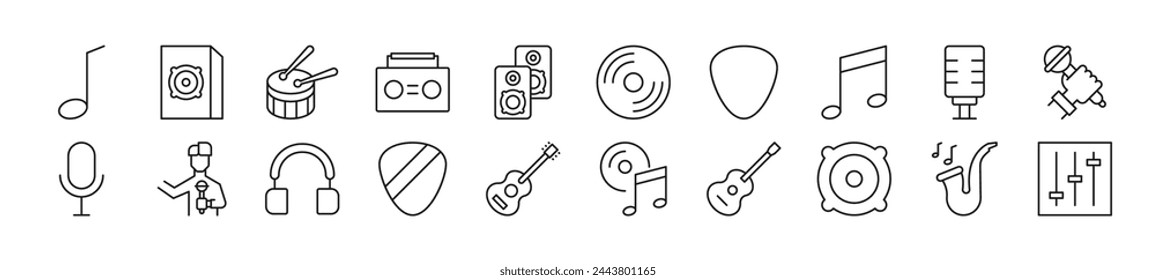 In: Music Line Icons collection. Bearbeitbarer Strich. Einfache lineare Illustration für Websites, Zeitungen, Buchartikel