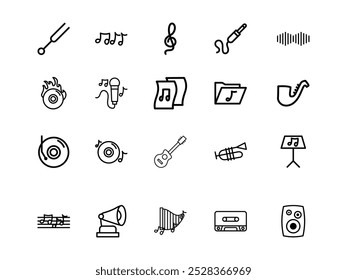 Music Line Icons Element Set 