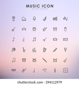 music line icons on gradient background