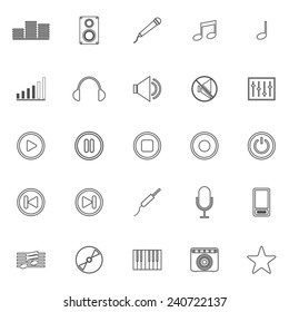 Music line icons on white background, stock vector