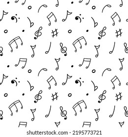 Music line seamless pattern. Keynote instrument vector illustration. Cute drawing design concept