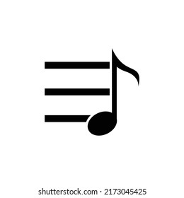 Music List Icon Sign Vector Isolated on White Artboard