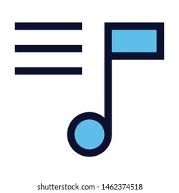 Music List. Simple Vector Color Icon.