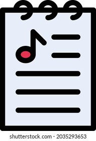 icono de color de línea vectorial de lista de música