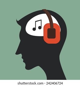 music listen - Head with musical note