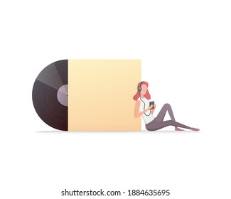 Music listening concept. Colorful Flat vector illustration. Isolated on white background. 