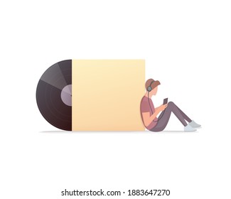 Music listening concept. Flat vector illustration. Isolated on white background. 