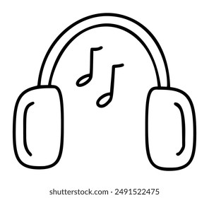 Music listening with headphones and notes. digital entertainment application decorative design icon isometric vector illustration. melody audio sound production or acoustic enjoy isolated white