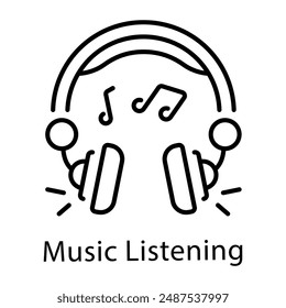 A music listening outline icon