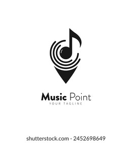 Music location point Logo Design Symbol Template Flat Style Vector Illustration