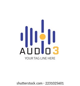 music logo. audio recording label logo. recording audio label logo vector art template