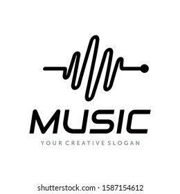 Music Logo, Audio Technology Logo, Note Music, Music Record Logo, Sound wave logo vector