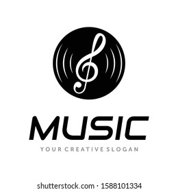 Music Logo, Audio Technology Logo, Note Music, Music Record Logo, Sound wave logo vector