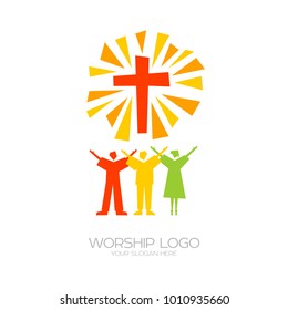 Music logo. Christian symbols. People worship Jesus Christ