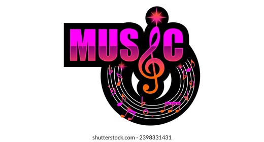 logotipo de música con notas de círculo